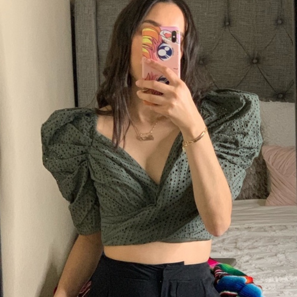 C/MEO (intermix) Collective Green Eyelet Crop Top
